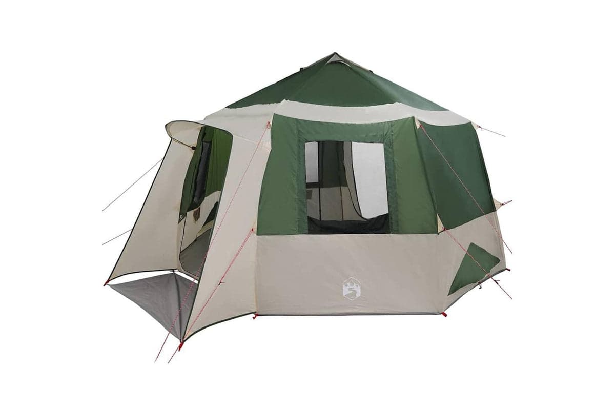 Vidaxl Cabin Tent With Roof Green And White 405 X 405 X 273 Cm