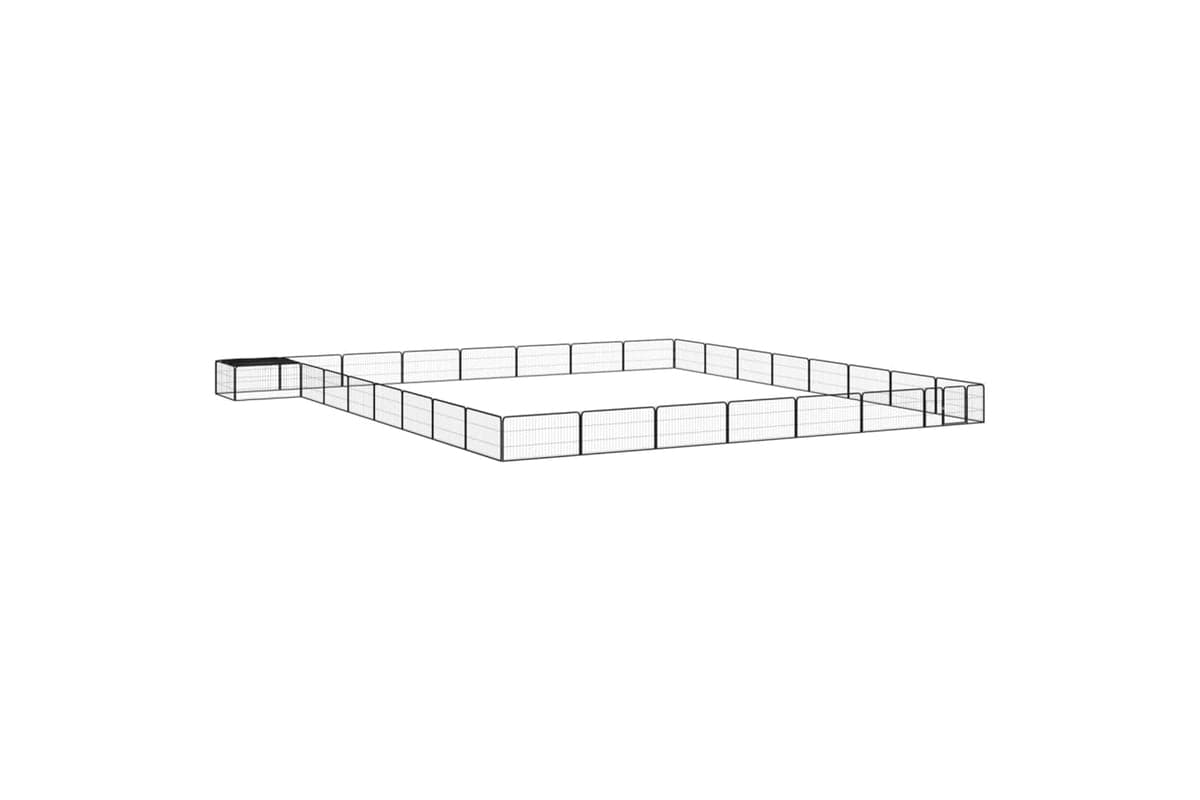 vidaXL 3115982 32-panel Dog Playpen Black 100x50cm Powder-coated Steel