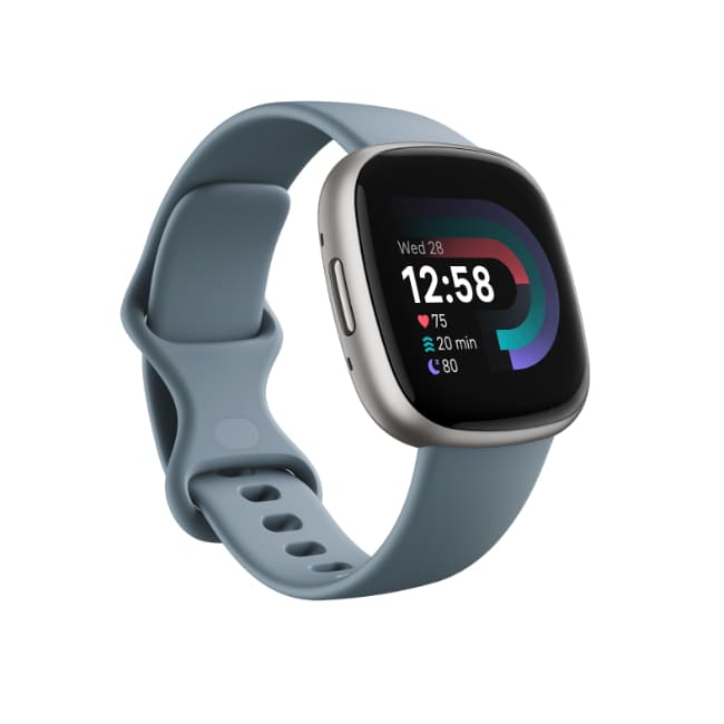Fitbit Versa 4 Smartwatch - Waterfall Blue / Platinum Aluminium | FB523SRAG