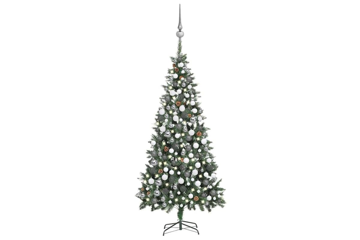 Vidaxl Artificial Pre-lit Christmas Tree Ball Set Pinecones 210 Cm