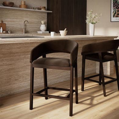 Owen Walnut & Brown Velvet Curved Seating