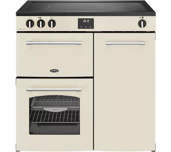 BELLING Farmhouse 90EI Electric Induction Range Cooker - Cream & Chrome