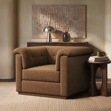 Brown Chenille Armchair - Caleb