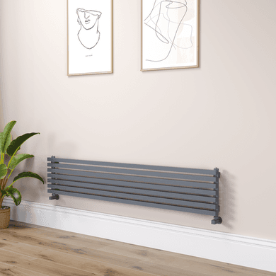 Ravello Linea Dark Grey Anthracite Square Designer Radiator 315x1600mm Single Panel 2297 BTU - Horizontal Bars