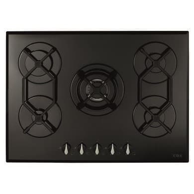 CDA 70cm 5 Burner Gas Hob - Black Glass