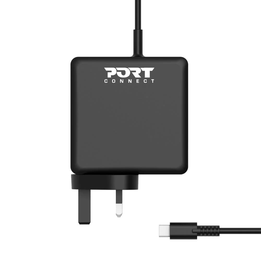Port Connect Power Supply 90W USB-C Laptop Charger - Black | 900007B-UK