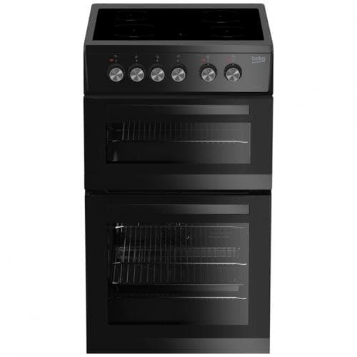BEKO            50CM FREESTANDING COOKER - DOUBLE OVEN - 4 ZONE CERAMIC HOB - BLACK
