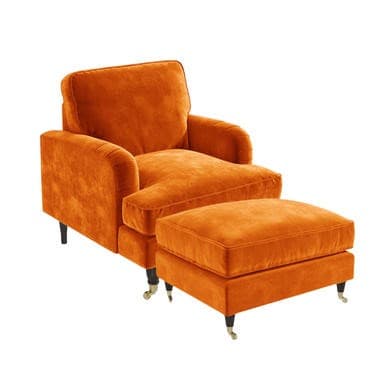 Payton Velvet Armchair and Footstool