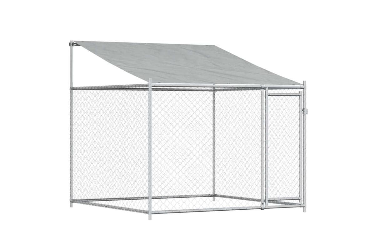 Vidaxl Dog Cage With Roof And Door Grey 2x2x2 M Galvanised Steel