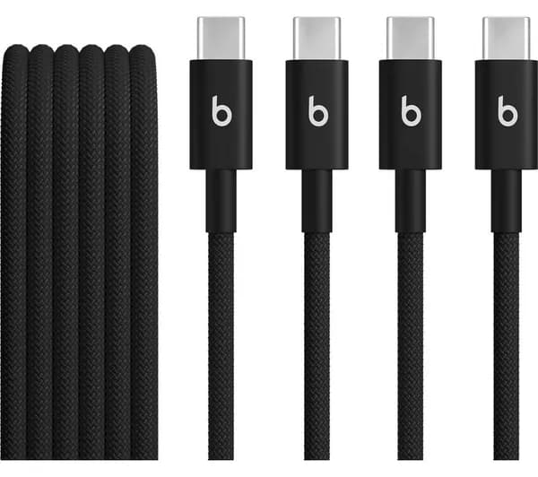 BEATS USB-C to USB-C Woven Cable - 1.5 m, Bolt Black, Pack of 2