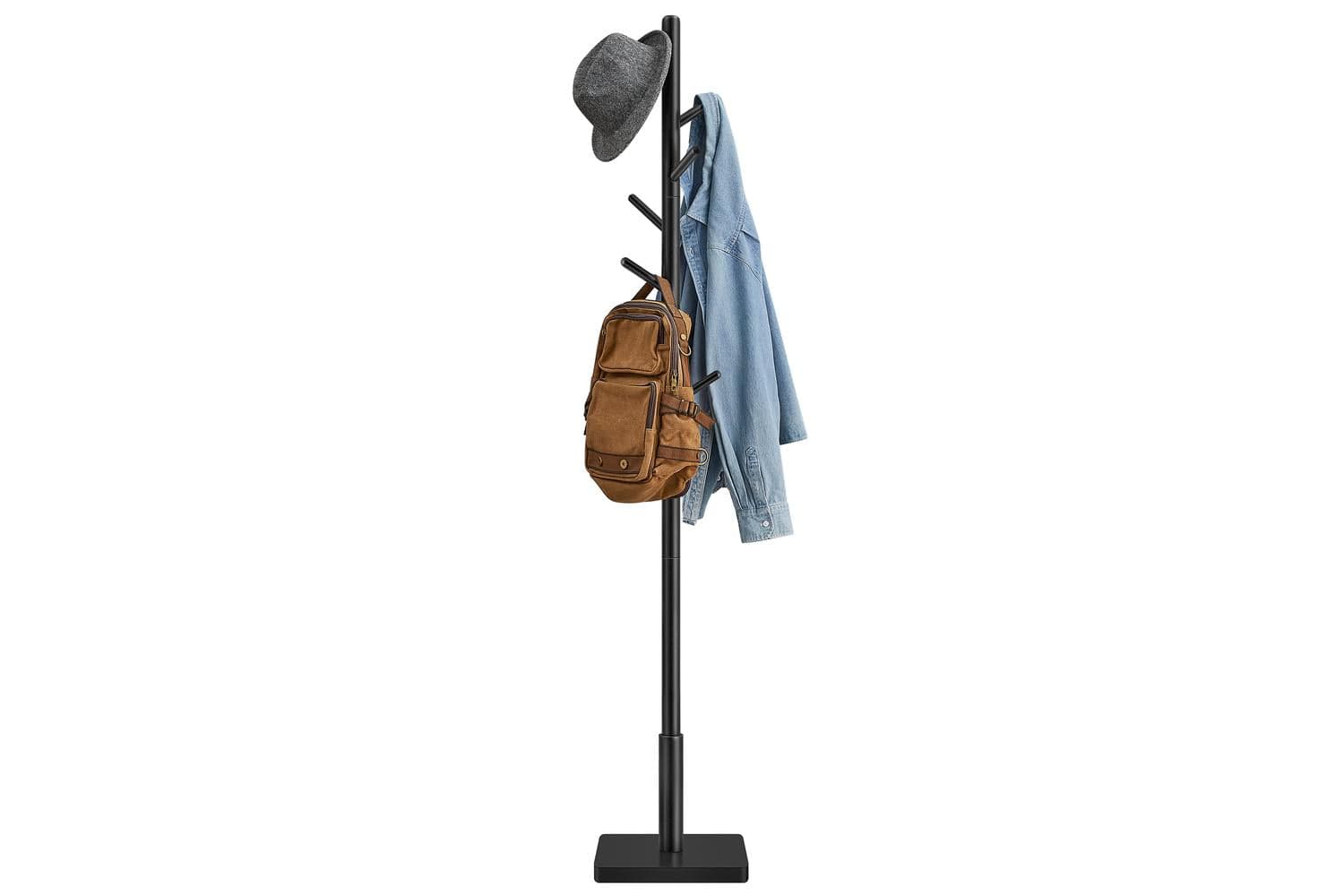 Vasagle Coat Rack | Free Standing Hall Coat Tree | Mdf Rubber Wood | 173cm Ink Black