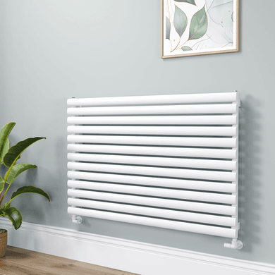 Sorrento Linea White Oval Designer Radiator 767x1200mm Single Panel 3724 BTU - Horizontal Bars