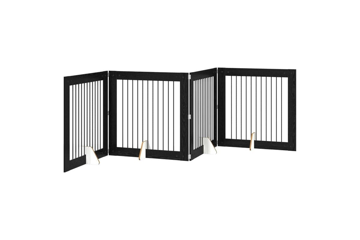 Vidaxl Foldable Dog Gate With Stands 4 Pcs Black Oak 401 Cm
