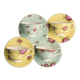 Archive Rose Teacups & Saucers (Set of 4)