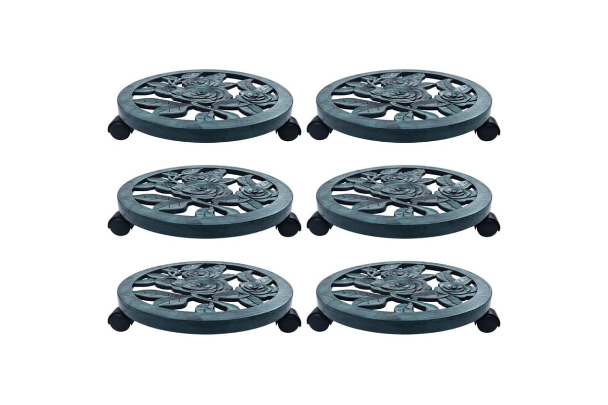 vidaXL 48228 Plant Trolleys 6 Pcs Green 38cm Plastic