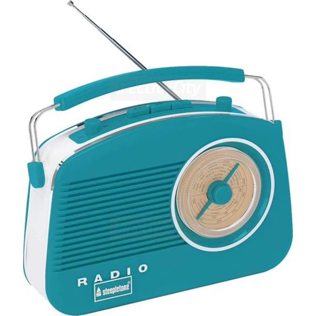 Steepletone Brighton 3 Band Portable Retro Radio | Duck Egg Blue