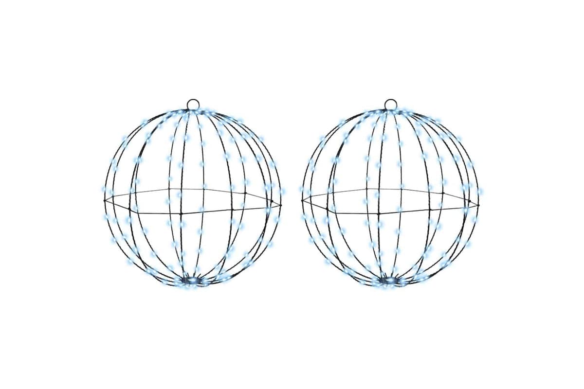 Vidaxl Ball With 192 Leds 2 Pcs Cold White 40 Cm Metal