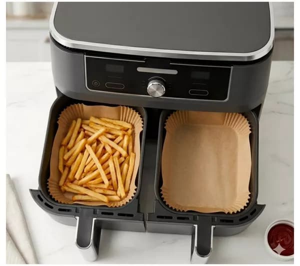 LOGIK LAFRRECTPPR27 Air Fryer Disposable Rectangle Paper Liners - Pack of 60, Brown