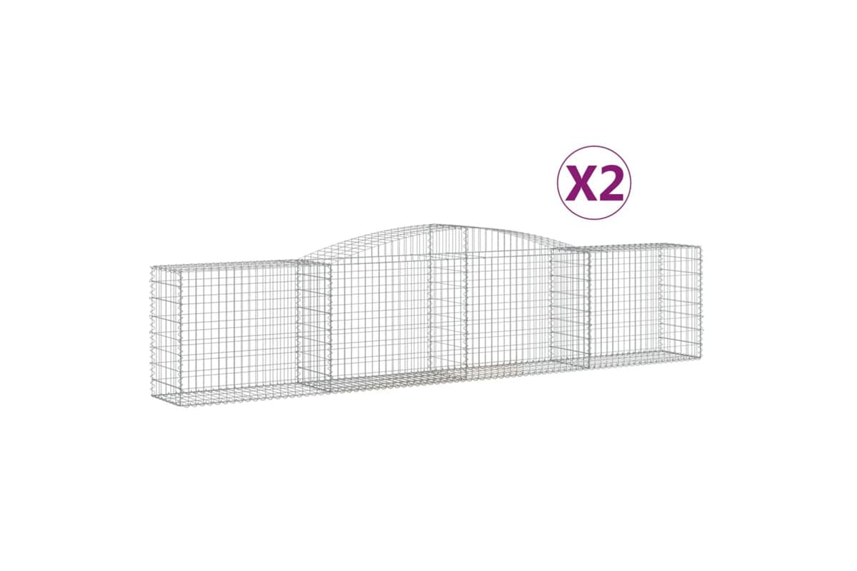 vidaXL 3146983 Arched Gabion Baskets 2 Pcs 400x50x80/100cm Galvanised Iron