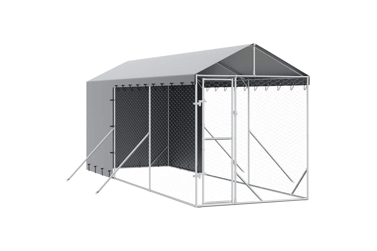 Vidaxl 3190491 Outdoor Dog Kennel With Roof Silver 2x6x2.5 M Galvanised Steel
