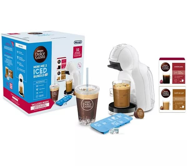DOLCE GUSTO by De’Longhi Mini Me 2 Iced Coffee Machine Bundle - White