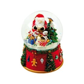 Santa with Christmas Tree Musical Snow Globe 30cm