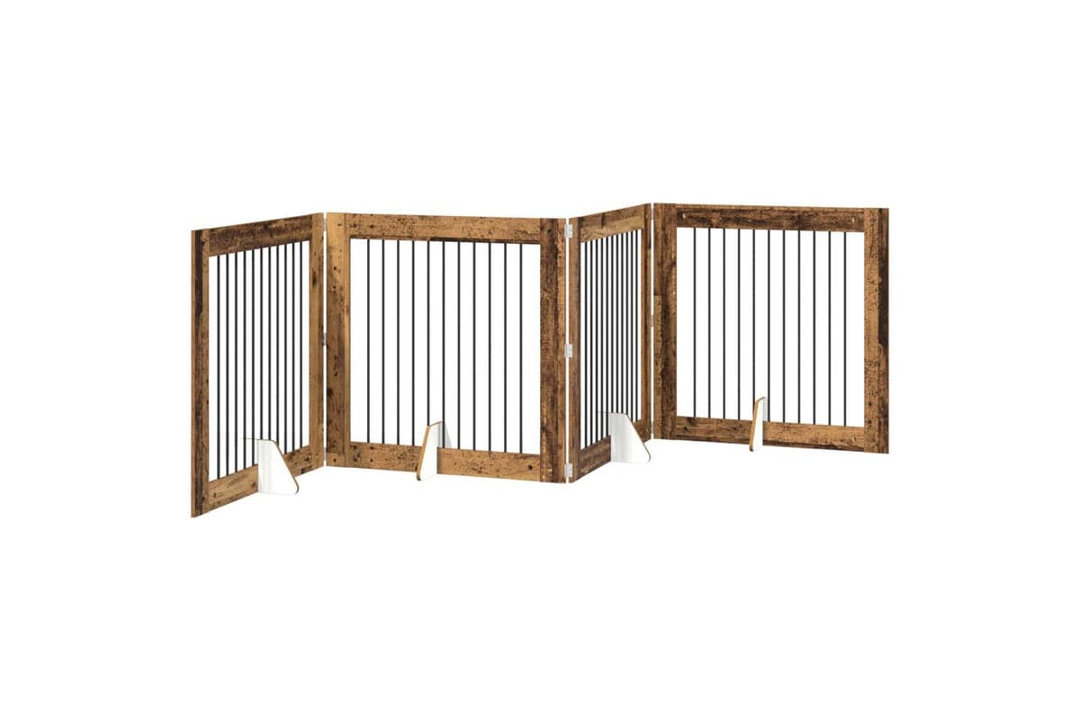 Vidaxl Foldable Dog Gate With Stands 4 Pcs Old Wood 401 Cm