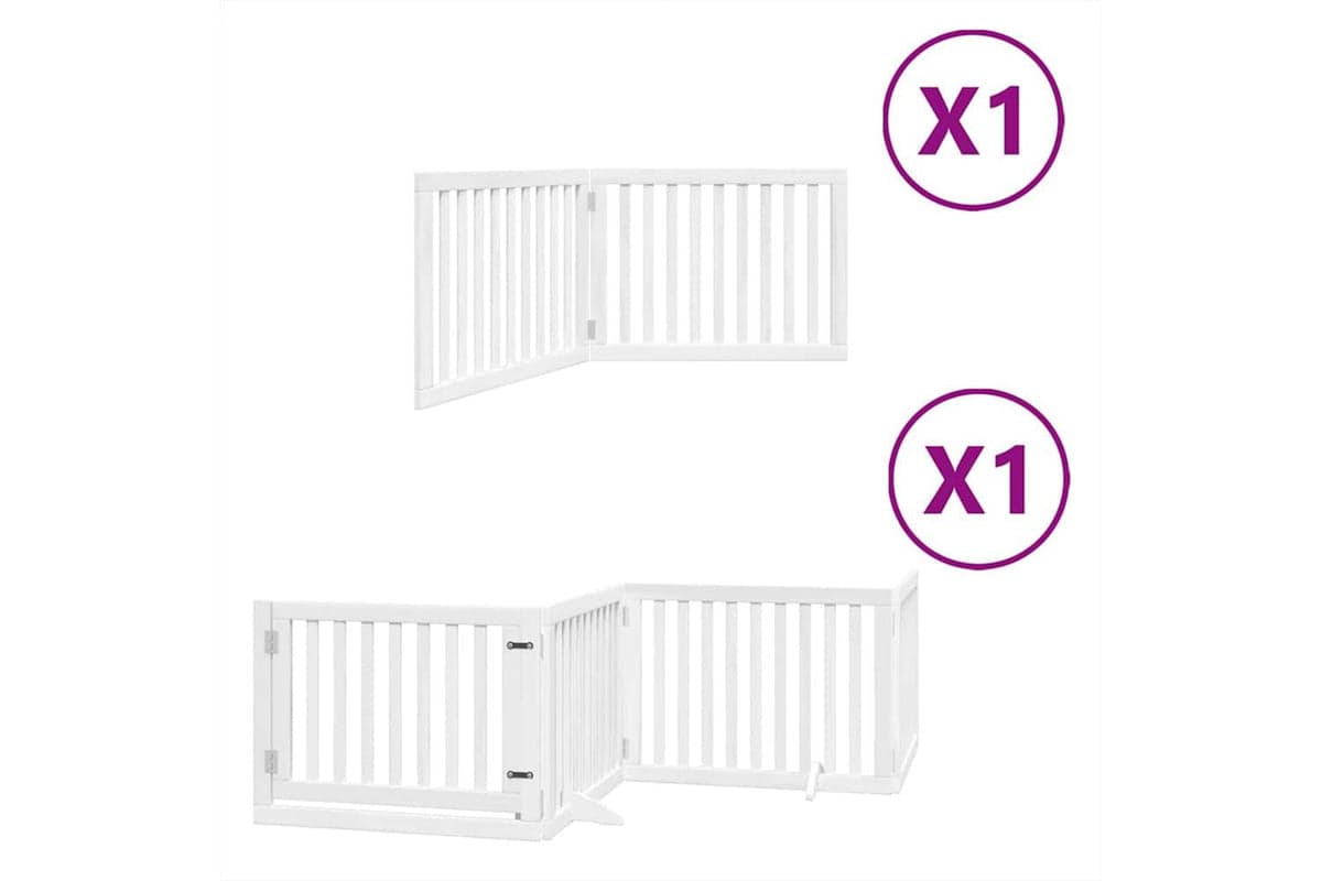 Vidaxl Dog Gate With Door Foldable 6 Panels White 480 Cm Poplar Wood