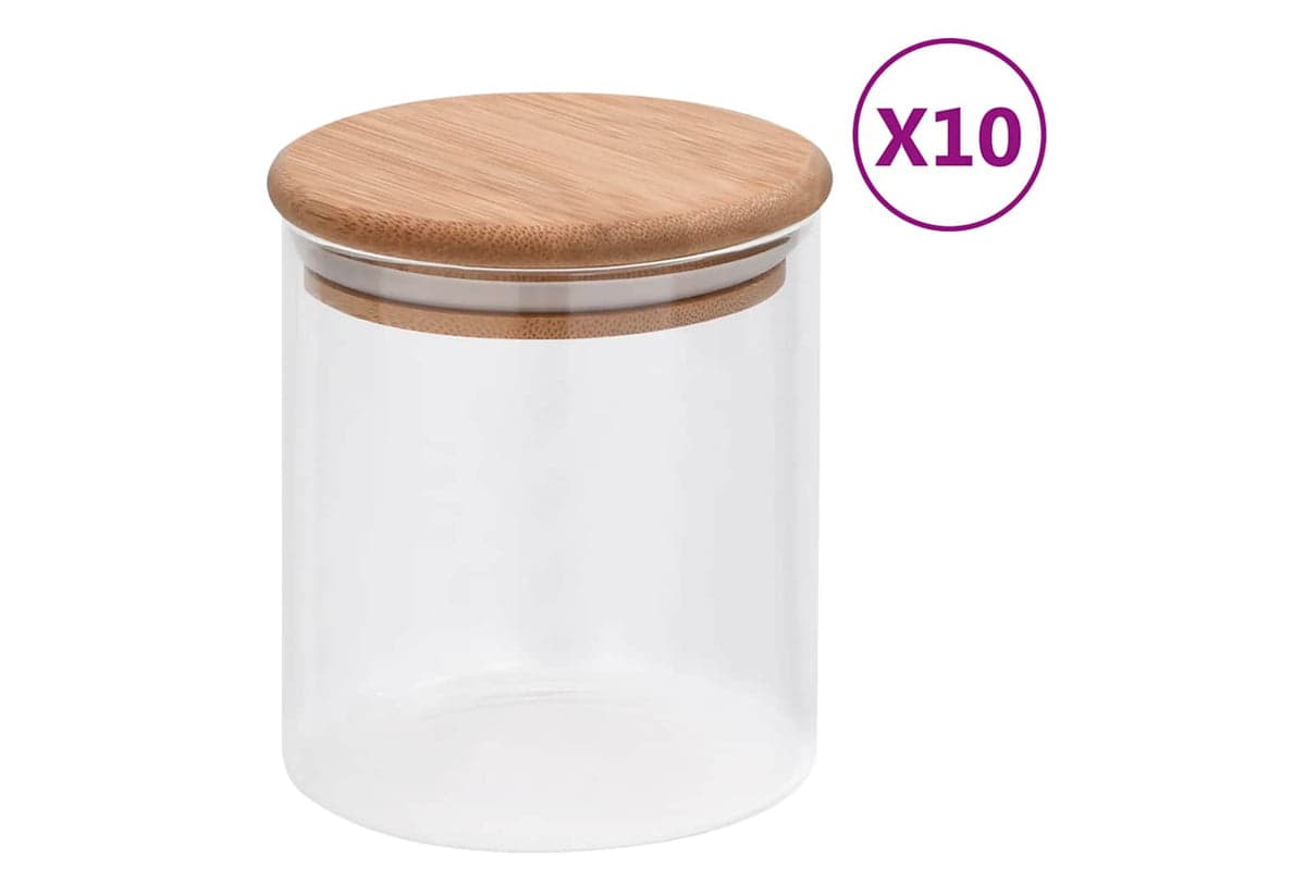 Vidaxl 150695 Storage Glass Jars With Bamboo Lid 10 Pcs 600 Ml