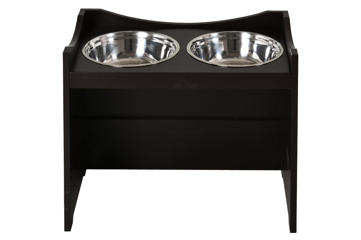 PawHut D08-020 MDF Elevated Duo Pet Bowl Feeder | Brown