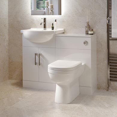 1060mm White Toilet and Sink Unit with Round Toilet - Classic