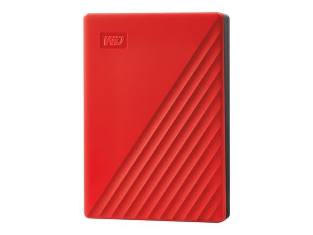WESTERN DIGITAL - WD My Passport WDBPKJ0040BRD - Hard drive - encrypted - 4 TB - external (portable) - USB 3.2 Gen 1 - 256-bit AES - red