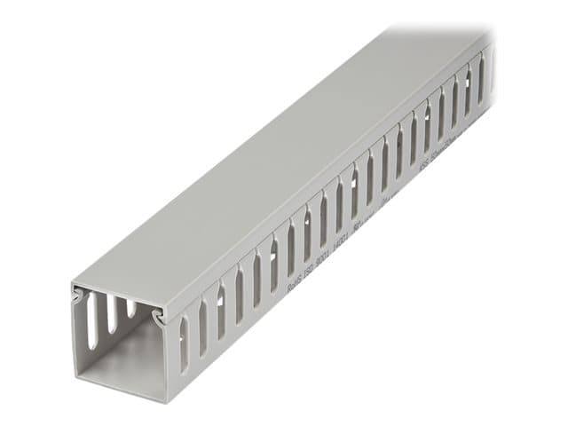 STARTECH.COM - Startech Open Slot Cable Management Raceway with Cover, 2"(50mm)W x 2"(50mm)H, 6.5ft(2m) length, 1/4"(8mm) Slots, PVC Network Cable Hider/Wall Wire Duct, Max 80 Cables, UL Listed - UL94 V0, M1 Fire Rated - Cable raceway - 2 m - grey - TAA Compliant