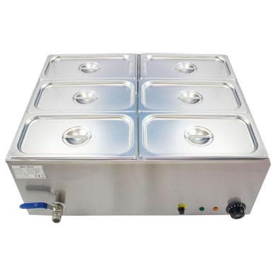 Refurbished Hamoki 291008 BM-V4 6 x 1/3 GN Wet Heat Bain Marie with Lids 150mm Deep
