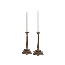 Oriental Bronze Candle Holders, Set of Two
