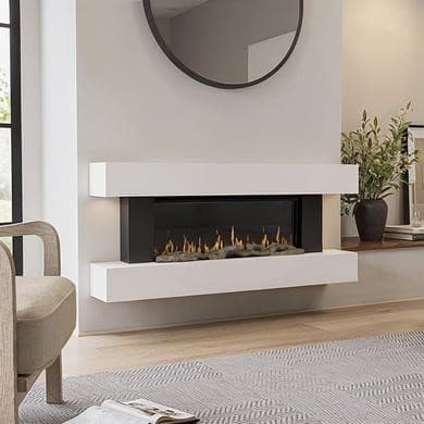 White Wall-Mounted Electric Smart Fire Place with Surround - 52 Inch - AmberGlo
