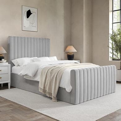 Grey - Upholstered Side-Lift Ottoman Storage Bed - Khloe