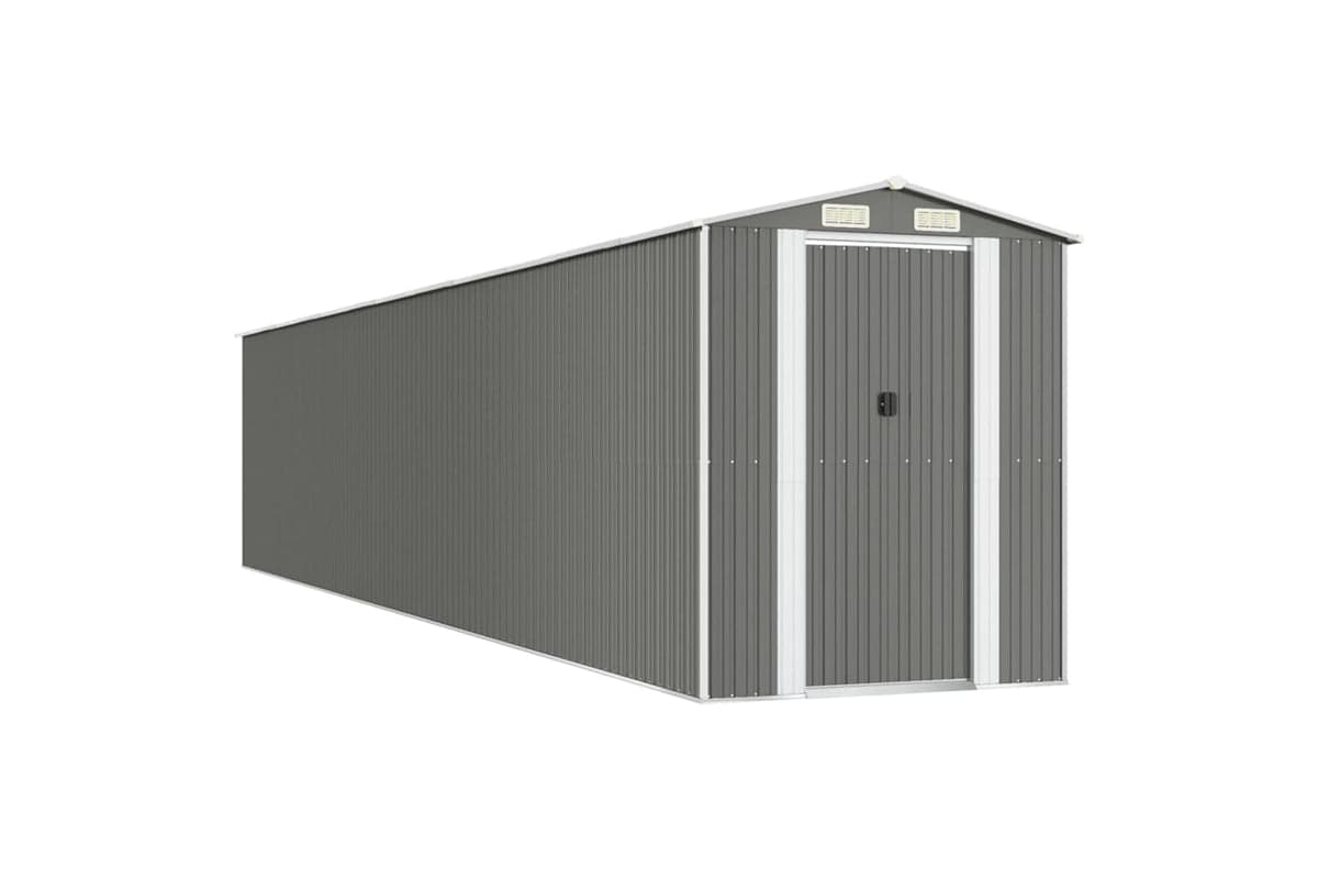 vidaXL 3147448 Garden Shed Light Grey 192x1021x223cm Galvanised Steel
