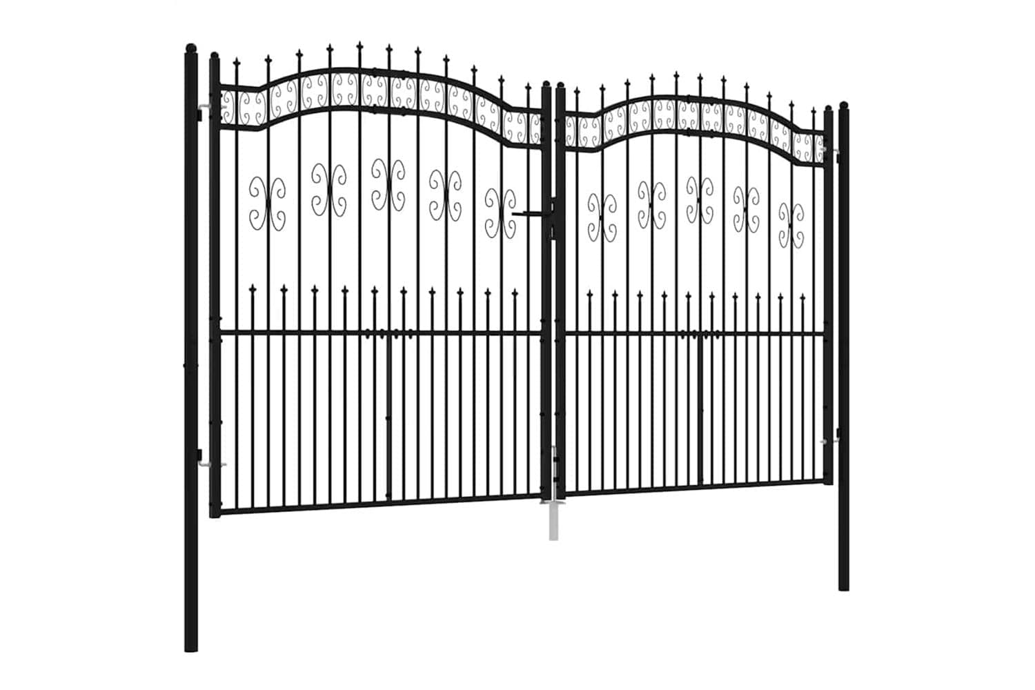 vidaXL 151098 Fence Gate With Spear Top Black 305x223cm Powder-coated Steel