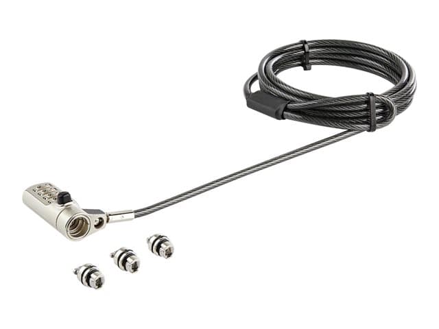 STARTECH.COM - Startech 6.5' (2m) 3-in-1 Universal Laptop Cable Lock, 4-Digit Combination Laptop/Desktop Security Cable Lock Compatible w/ K-Slot, Nano & Wedge Slot Computer, Anti-Theft Steel Cable - Universal Laptop Lock - security cable lock - TAA Compliant