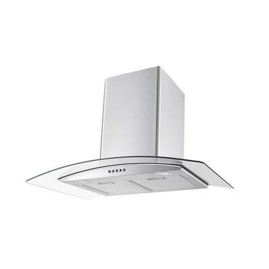 Refurbished electriQ eiQ80CURVSCTM 75cm Curved Glass Chimney Cooker Hood Stainless Steel