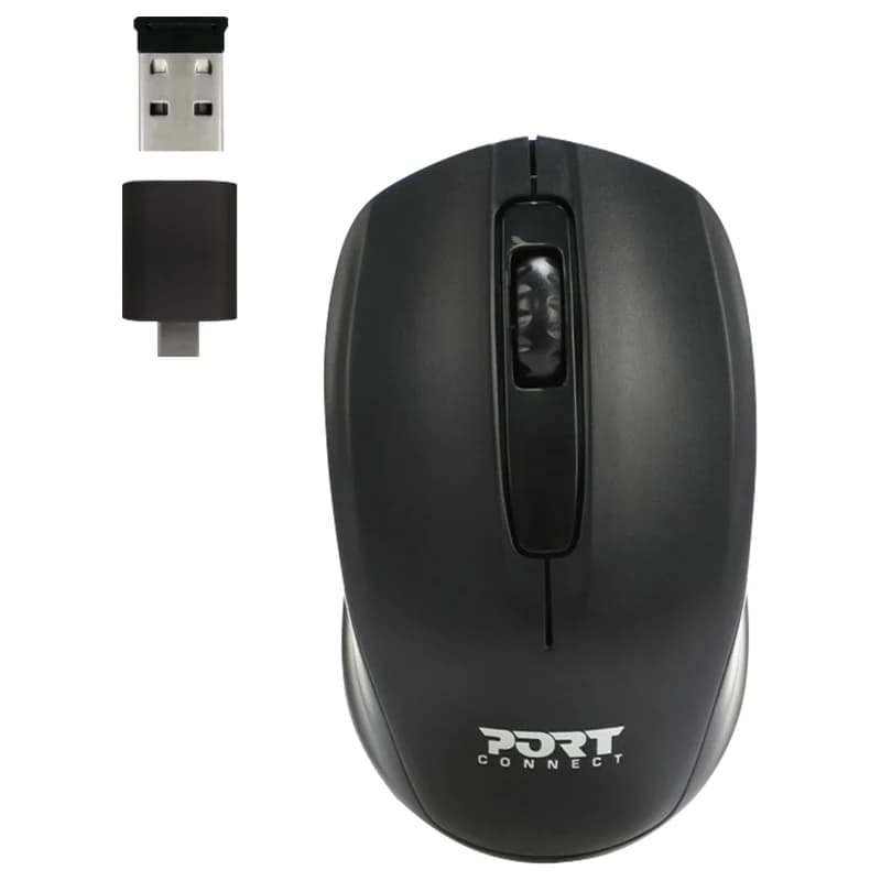Port Connect Ambidextrous Wireless Mouse - Black | 900508