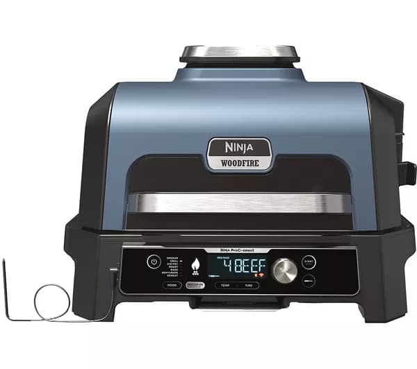 NINJA Woodfire Pro Connect XL OG901UK Outdoor Electric BBQ Grill & Smoker – Black & Blue