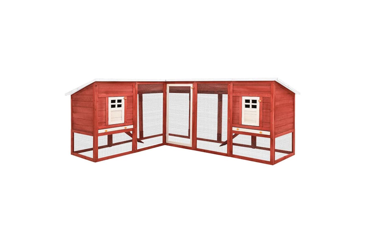 Vidaxl 170875 Outdoor Rabbit Hutch With Run Red And White Solid Fir Wood