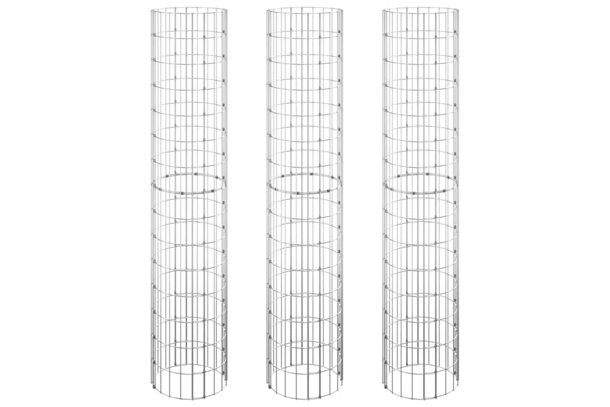 vidaXL 152021 Circular Gabion Raised Beds 3 Pcs Galvanised Steel Ø30x150cm