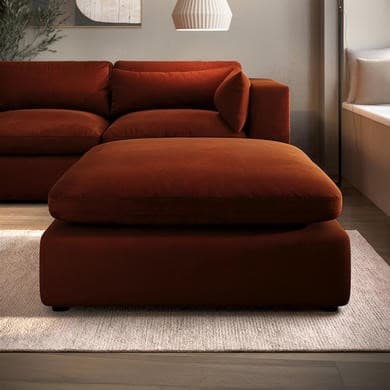 Burnt Orange Velvet Footstool - Hudson