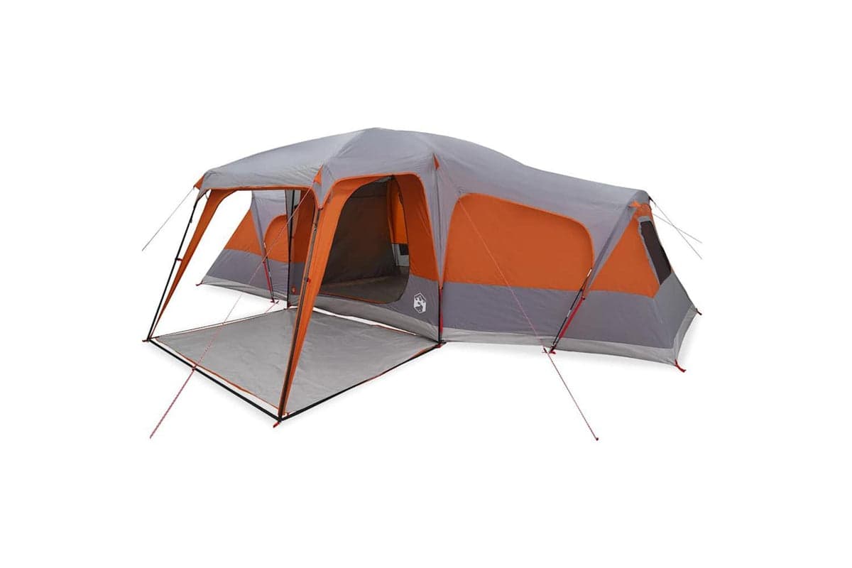 Vidaxl Family Tent With Porch Dome 9-person Grey And Orange Waterproof