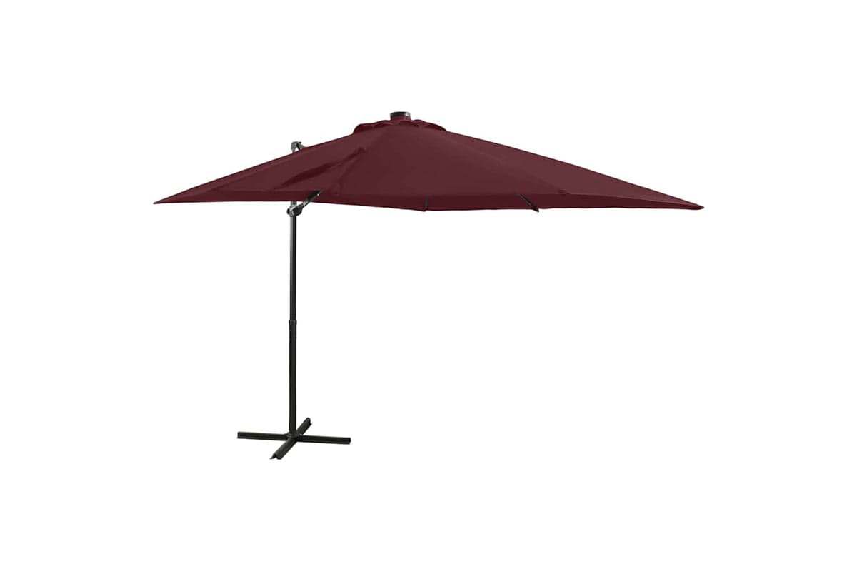 Vidaxl 312326 Cantilever Umbrella With Pole And Led Lights Bordeaux Red 250 Cm