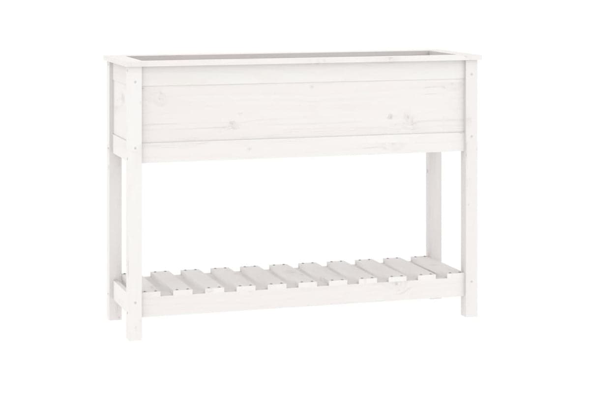 vidaXL 823767 Planter With Shelf White 111.5x34.5x81cm Solid Wood Pine