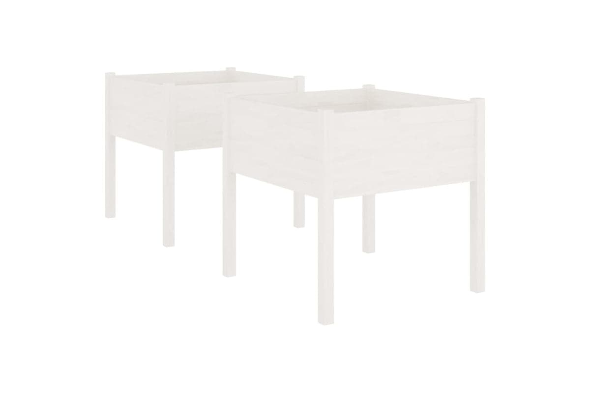 vidaXL 810812 Garden Planters 2 Pcs White 70x70x70cm Solid Pinewood